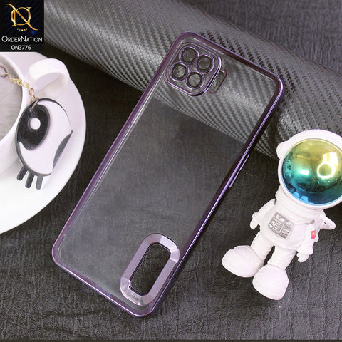 Oppo A93 Cover - Purple -  Electroplating Borders Logo Hole Camera Lens Protection Soft Silicone Case