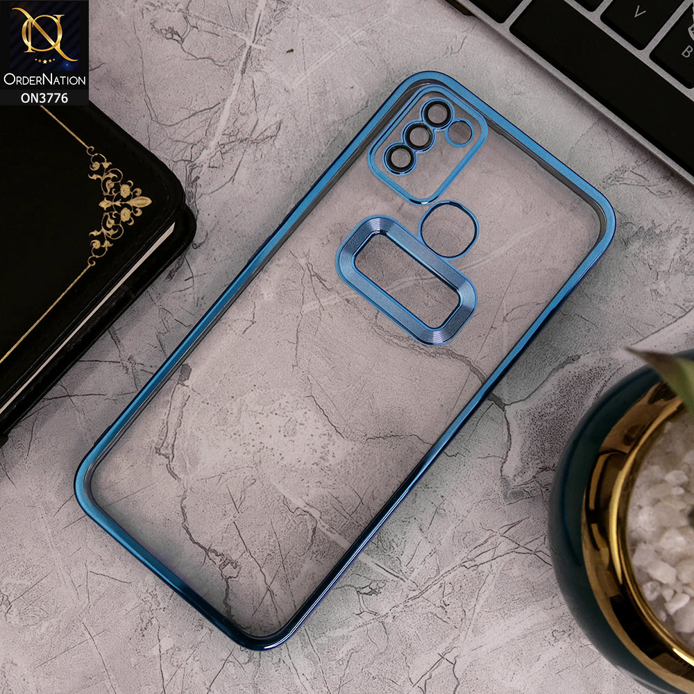 Infinix Hot 10 Lite - Sierra Blue - Electroplating Borders Logo Hole Camera Lens Protection Soft Silicone Case