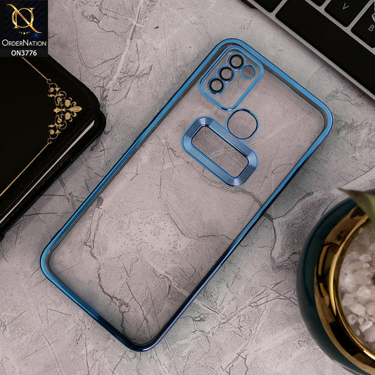 Infinix Hot 10 Lite - Sierra Blue - Electroplating Borders Logo Hole Camera Lens Protection Soft Silicone Case