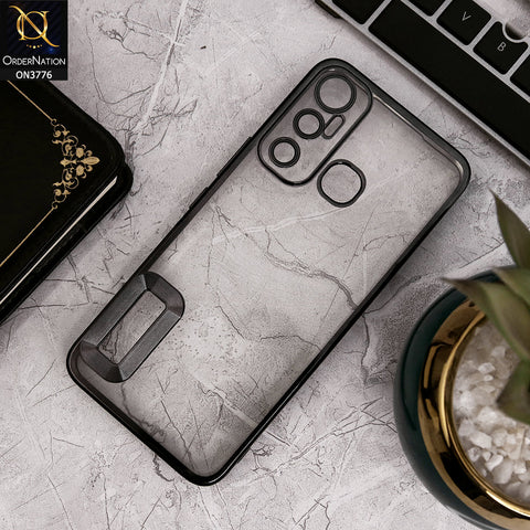 Infinix Hot 11 - Black - Electroplating Borders Logo Hole Camera Lens Protection Soft Silicone Case