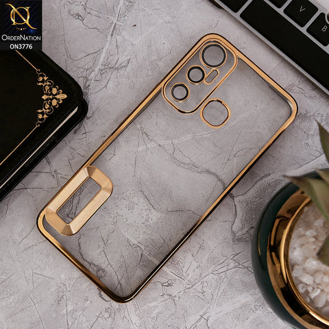 Infinix Hot 11 - Gold - Electroplating Borders Logo Hole Camera Lens Protection Soft Silicone Case