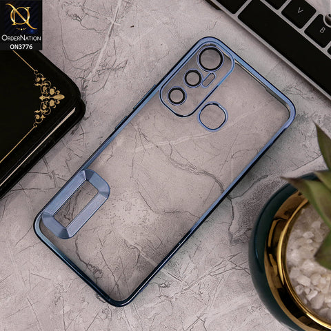 Infinix Hot 11 - Sierra Blue - Electroplating Borders Logo Hole Camera Lens Protection Soft Silicone Case