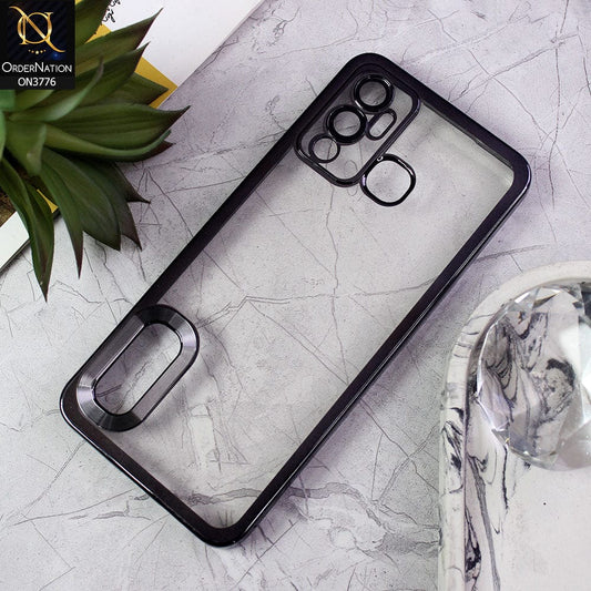 Infinix Hot 12 Play Cover - Black - Electroplating Borders Logo Hole Camera Lens Protection Soft Silicone Case