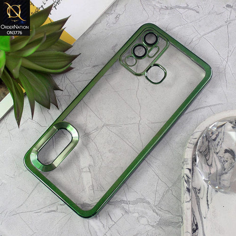 Infinix Hot 12 Play Cover - Green - Electroplating Borders Logo Hole Camera Lens Protection Soft Silicone Case