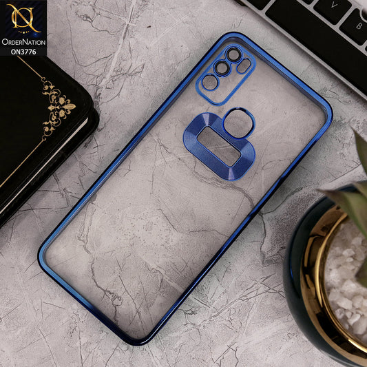 Infinix Hot 9 Play - Blue - Electroplating Borders Logo Hole Camera Lens Protection Soft Silicone Case