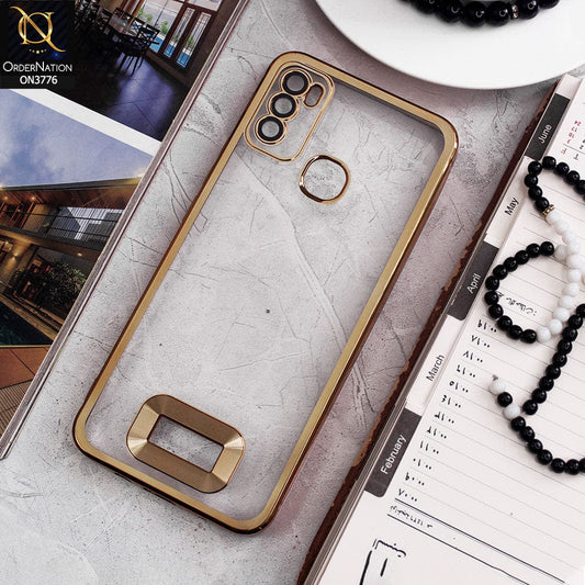 Infinix Hot 9 Play Cover - Golden - Electroplating Borders Logo Hole Camera Lens Protection Soft Silicone Case
