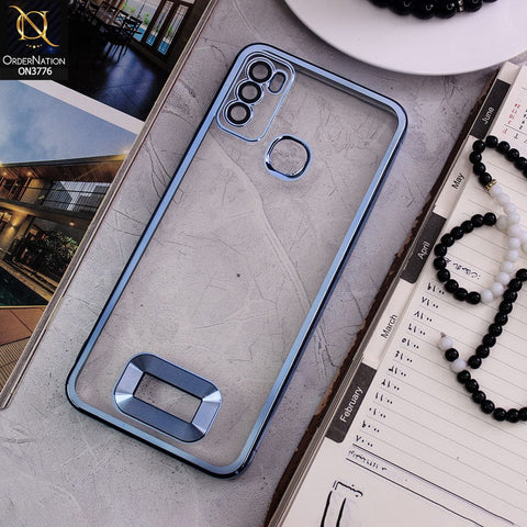 Infinix Hot 9 Play Cover - Sierra Blue - Electroplating Borders Logo Hole Camera Lens Protection Soft Silicone Case