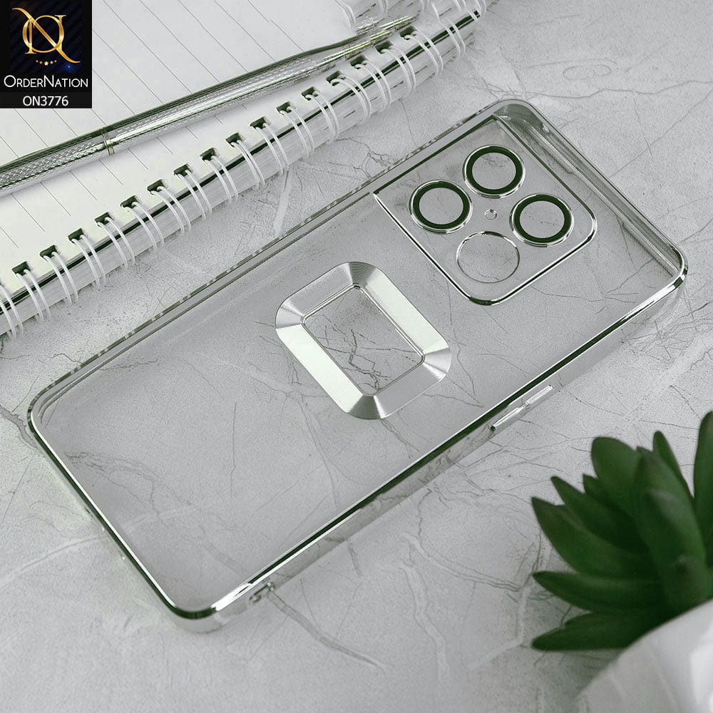 OnePlus 10 Pro Cover - Silver - Electroplating Borders Logo Hole Camera Lens Protection Soft Silicone Case