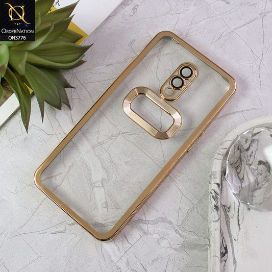 OnePlus 7 Cover - Golden - Electroplating Borders Logo Hole Camera Lens Protection Soft Silicone Case