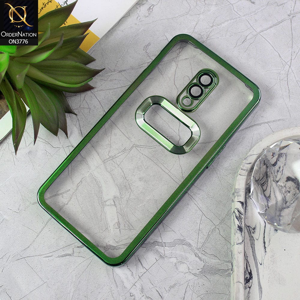OnePlus 7 Cover - Green - Electroplating Borders Logo Hole Camera Lens Protection Soft Silicone Case