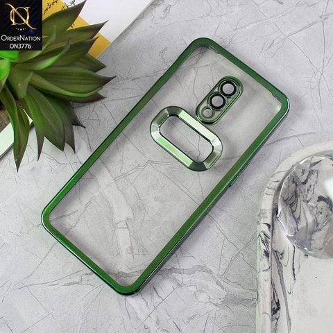 OnePlus 7 Cover - Green - Electroplating Borders Logo Hole Camera Lens Protection Soft Silicone Case