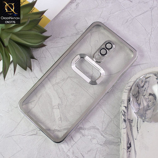 OnePlus 7 Cover - Silver - Electroplating Borders Logo Hole Camera Lens Protection Soft Silicone Case