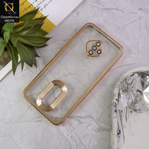 Vivo Y51 (2020 September) Cover - Golden - Electroplating Borders Logo Hole Camera Lens Protection Soft Silicone Case