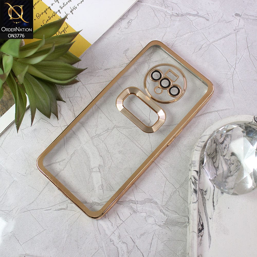 OnePlus 7T Cover - Golden - Electroplating Borders Logo Hole Camera Lens Protection Soft Silicone Case
