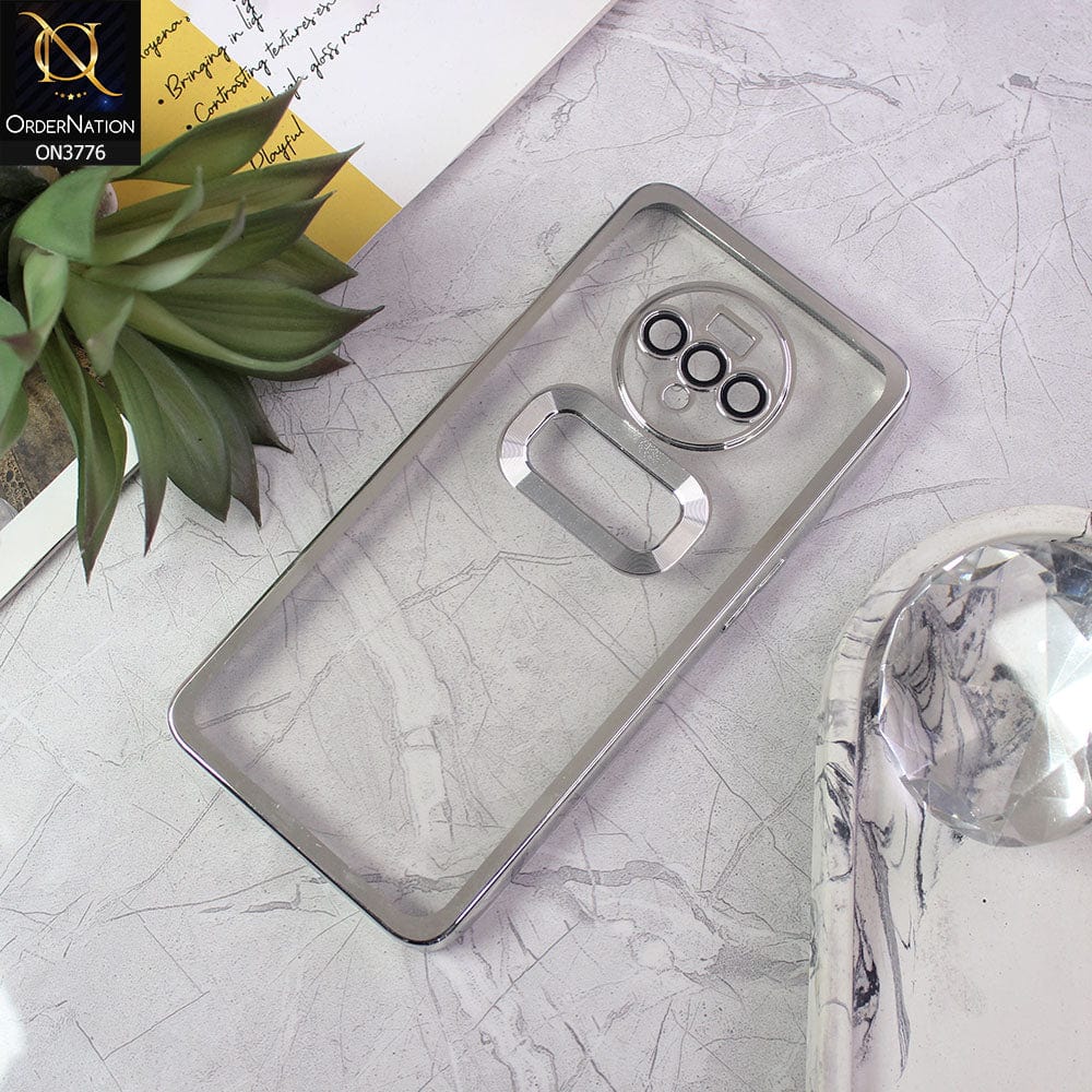OnePlus 7T Cover - Silver - Electroplating Borders Logo Hole Camera Lens Protection Soft Silicone Case