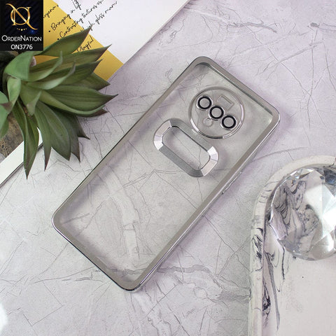 OnePlus 7T Cover - Silver - Electroplating Borders Logo Hole Camera Lens Protection Soft Silicone Case