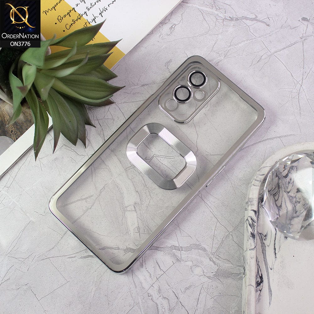 OnePlus 9 Cover - Silver - Electroplating Borders Logo Hole Camera Lens Protection Soft Silicone Case