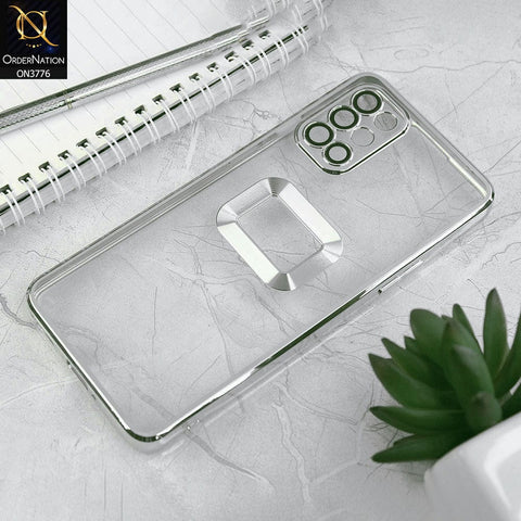 OnePlus 9R Cover - Silver - Electroplating Borders Logo Hole Camera Lens Protection Soft Silicone Case