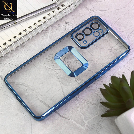 OnePlus 9RT 5G Cover - Blue - Electroplating Borders Logo Hole Camera Lens Protection Soft Silicone Case