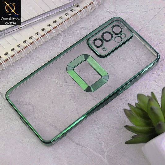 OnePlus 9RT 5G Cover - Green - Electroplating Borders Logo Hole Camera Lens Protection Soft Silicone Case