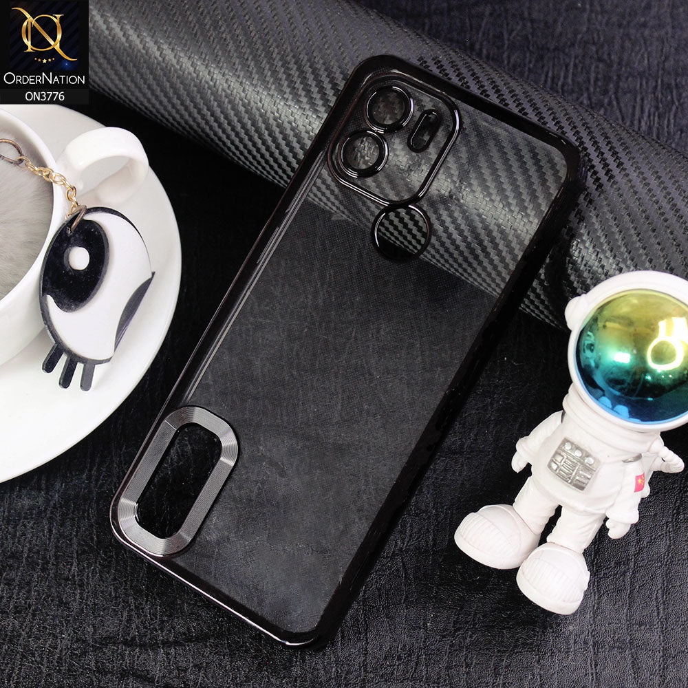 Xiaomi Redmi A1 Plus Cover - Black -  Electroplating Borders Logo Hole Camera Lens Protection Soft Silicone Case