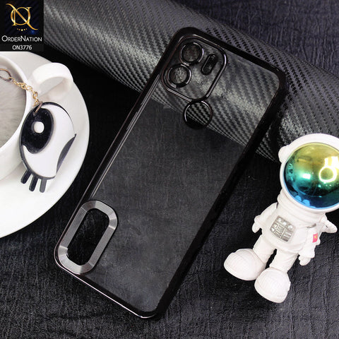 Xiaomi Redmi A1 Plus Cover - Black -  Electroplating Borders Logo Hole Camera Lens Protection Soft Silicone Case