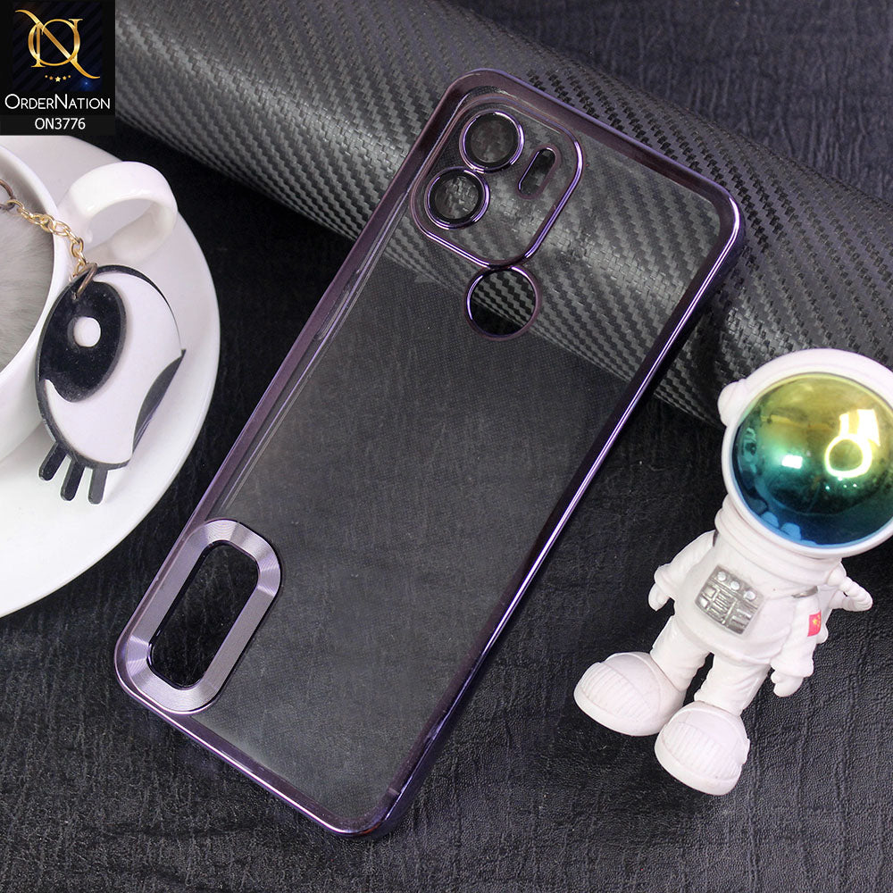 Xiaomi Poco C50 Cover - Purple -  Electroplating Borders Logo Hole Camera Lens Protection Soft Silicone Case