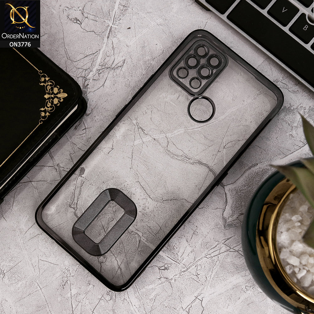 Tecno Pova - Black - Electroplating Borders Logo Hole Camera Lens Protection Soft Silicone Case