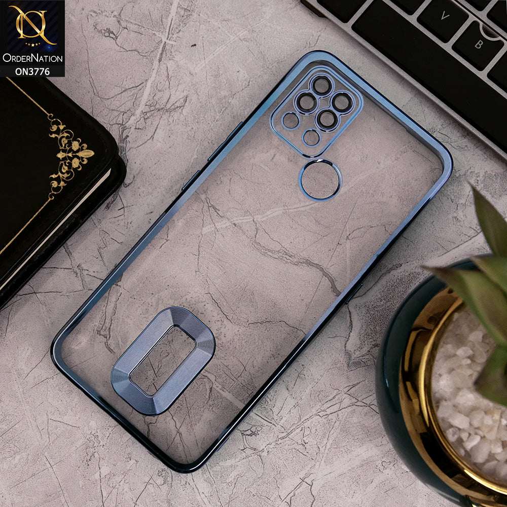 Tecno Pova - Sierra Blue - Electroplating Borders Logo Hole Camera Lens Protection Soft Silicone Case