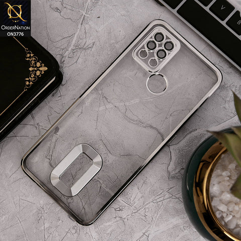 Tecno Pova - Silver - Electroplating Borders Logo Hole Camera Lens Protection Soft Silicone Case