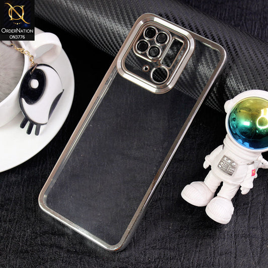 Xiaomi Redmi 10C Cover - Silver -  Electroplating Borders Logo Hole Camera Lens Protection Soft Silicone Case