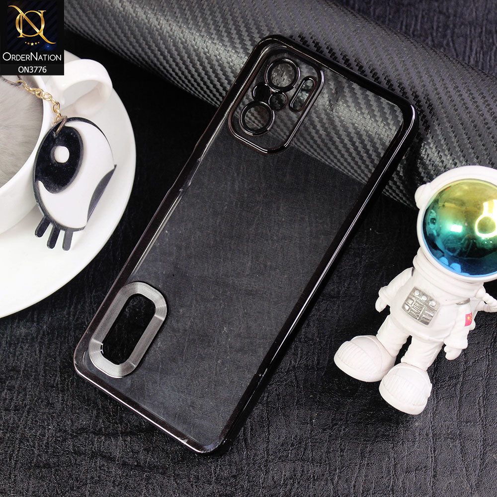 Xiaomi Redmi Note 10S Cover - Black -  Electroplating Borders Logo Hole Camera Lens Protection Soft Silicone Case