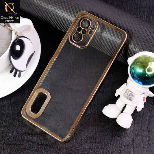 Xiaomi Redmi Note 10 4G Cover - Golden -  Electroplating Borders Logo Hole Camera Lens Protection Soft Silicone Case