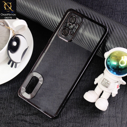 Xiaomi Redmi Note 10 Pro 4G Cover - Black -  Electroplating Borders Logo Hole Camera Lens Protection Soft Silicone Case