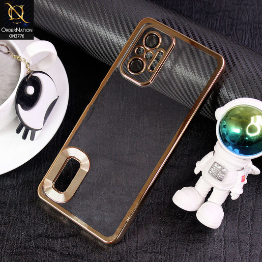 Xiaomi Redmi Note 10 Pro 4G Cover - Golden -  Electroplating Borders Logo Hole Camera Lens Protection Soft Silicone Case