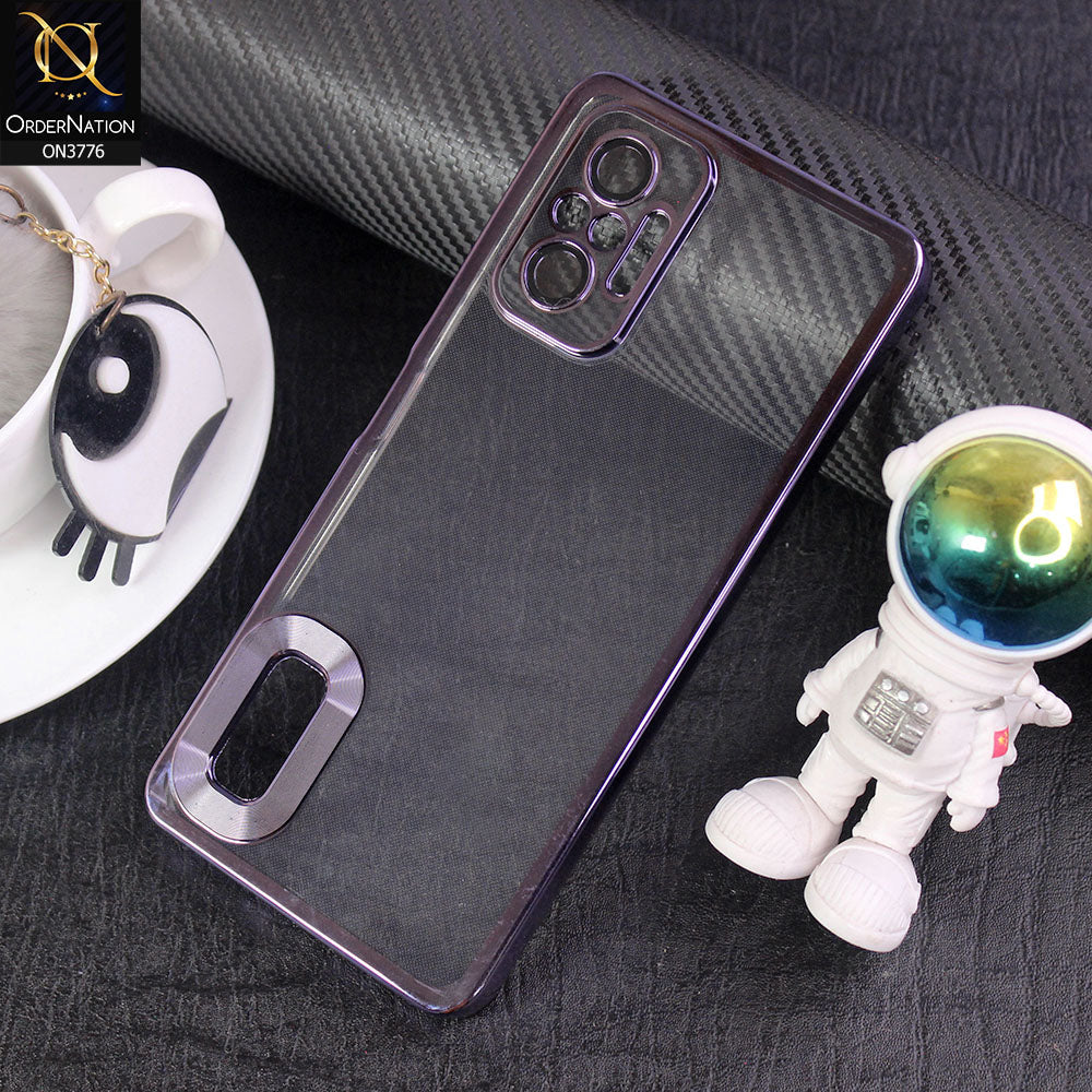Xiaomi Redmi Note 10 Pro 4G Cover - Purple -  Electroplating Borders Logo Hole Camera Lens Protection Soft Silicone Case