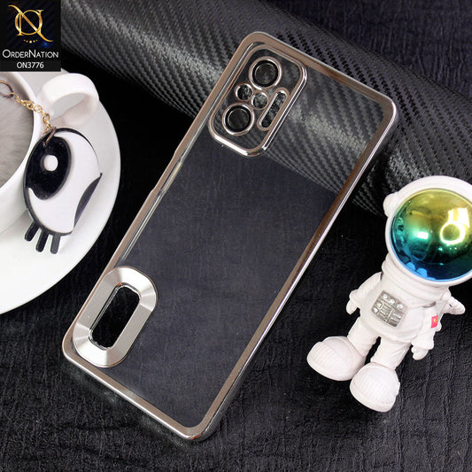 Xiaomi Redmi Note 10 Pro Max Cover - Silver -  Electroplating Borders Logo Hole Camera Lens Protection Soft Silicone Case