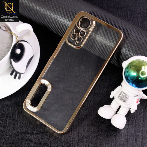 Xiaomi Redmi Note 11S Cover - Golden -  Electroplating Borders Logo Hole Camera Lens Protection Soft Silicone Case