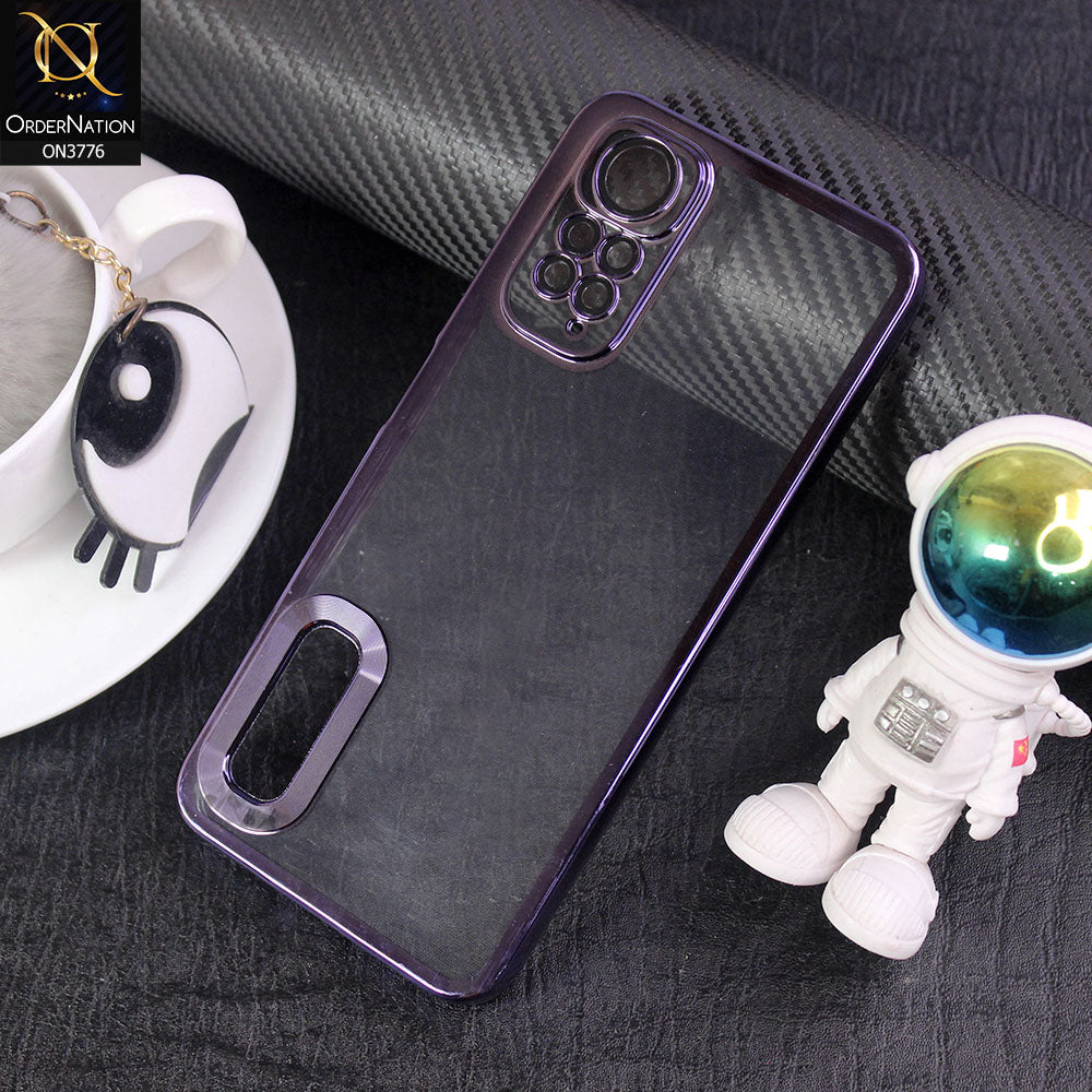 Xiaomi Redmi Note 11S Cover - Purple -  Electroplating Borders Logo Hole Camera Lens Protection Soft Silicone Case