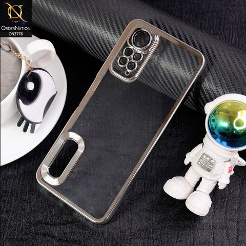 Xiaomi Redmi Note 11 Cover - Silver -  Electroplating Borders Logo Hole Camera Lens Protection Soft Silicone Case