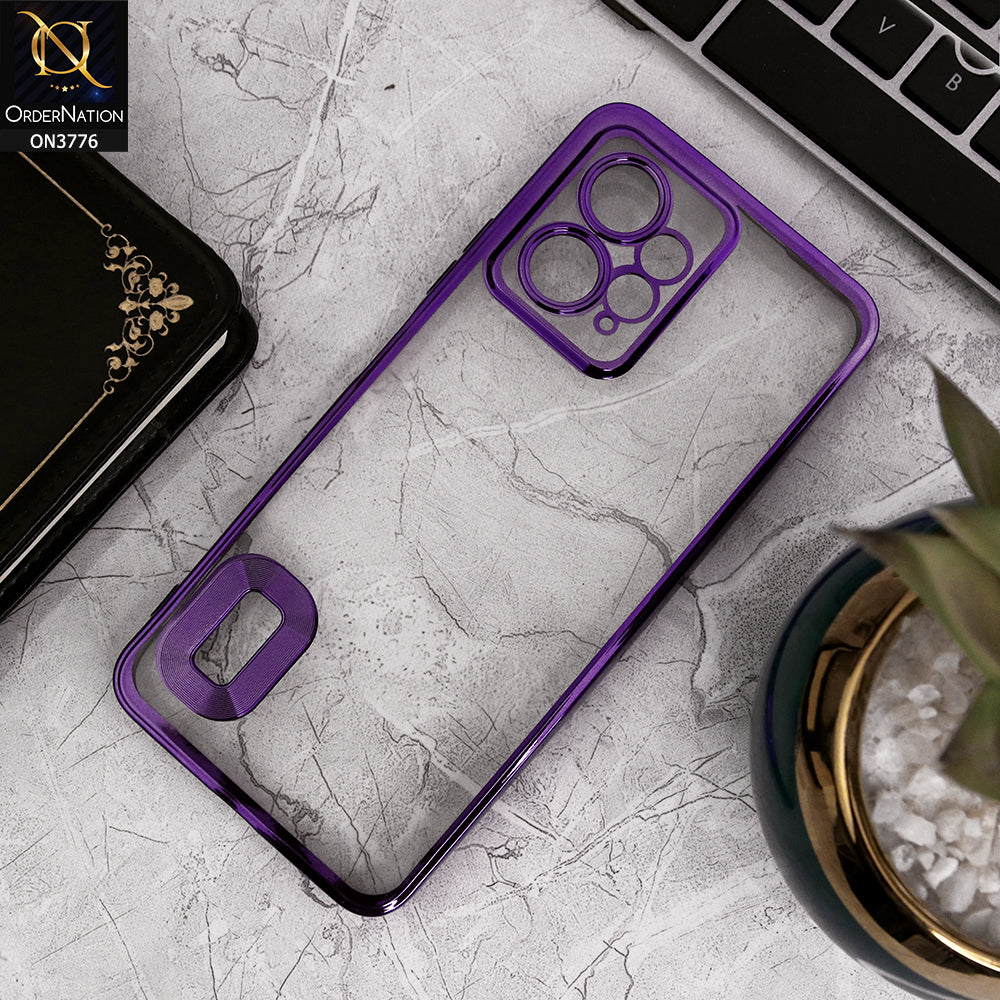Xiaomi Redmi Note 12 4G - Purple - Electroplating Borders Logo Hole Camera Lens Protection Soft Silicone Case