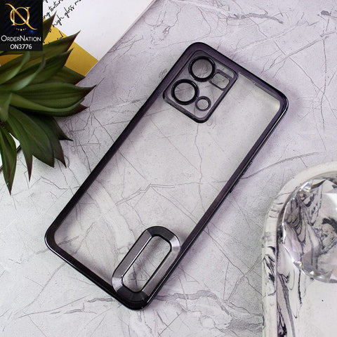 Oppo F21 Pro 4G Cover - Black - Electroplating Borders Logo Hole Camera Lens Protection Soft Silicone Case