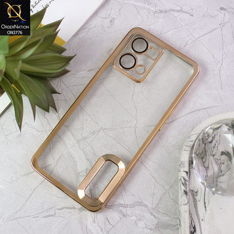 Oppo Reno 7 4G Cover - Golden - Electroplating Borders Logo Hole Camera Lens Protection Soft Silicone Case