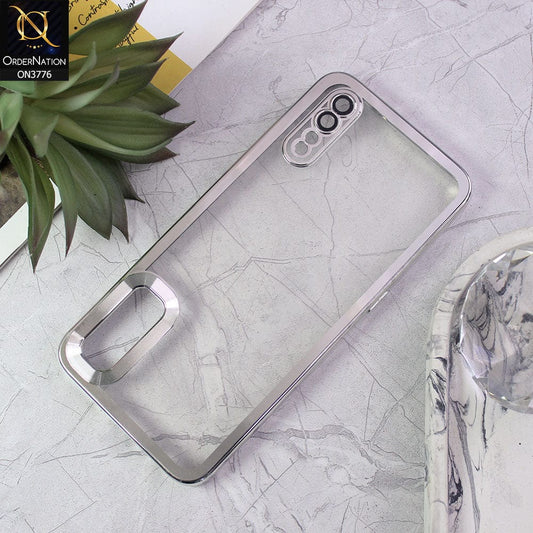 Vivo S1 Cover - Silver - Electroplating Borders Logo Hole Camera Lens Protection Soft Silicone Case