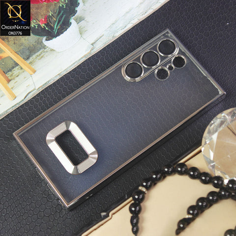 Samsung Galaxy S23 Ultra 5G Cover - Silver -  Electroplating Borders Logo Hole Camera Lens Protection Soft Silicone Case