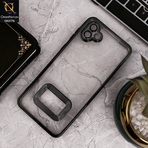 Samsung Galaxy A04 - Black - Electroplating Borders Logo Hole Camera Lens Protection Soft Silicone Case