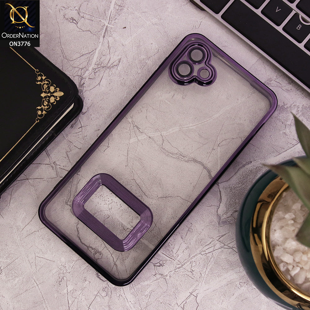 Samsung Galaxy A04 - Purple - Electroplating Borders Logo Hole Camera Lens Protection Soft Silicone Case