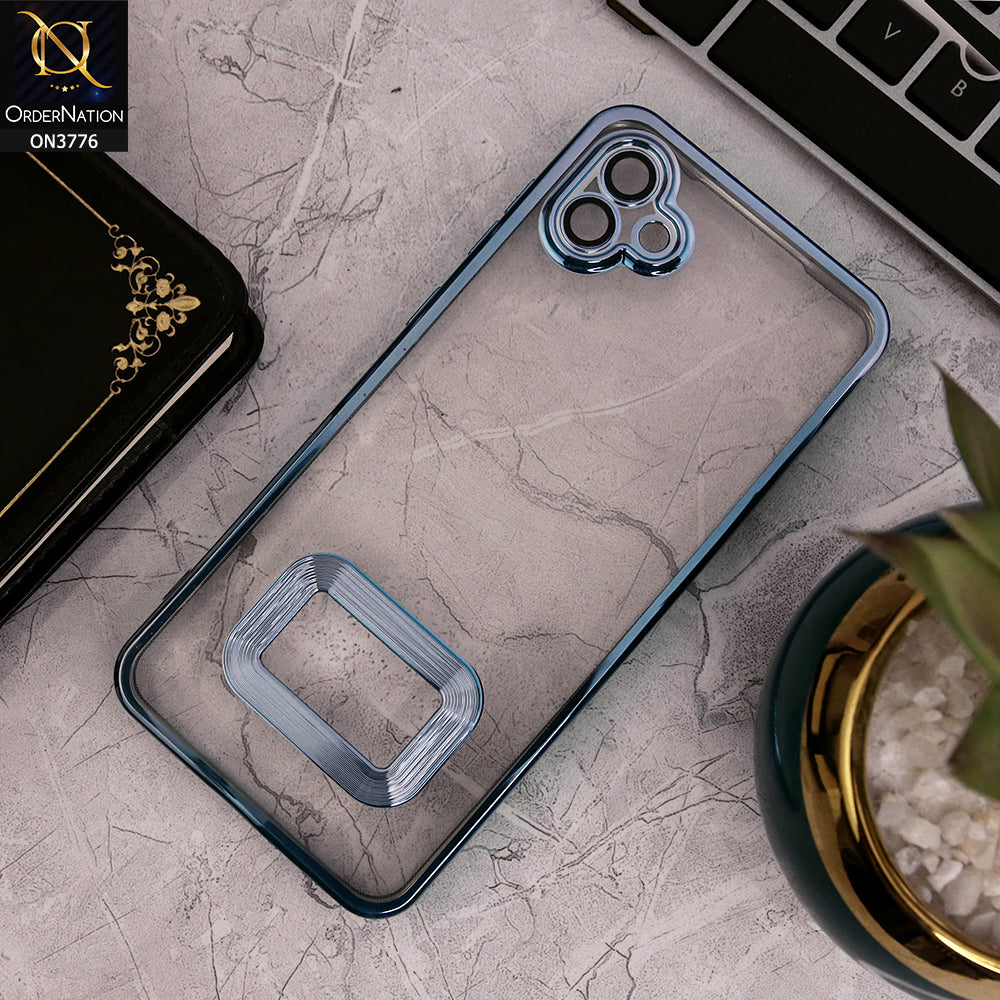 Samsung Galaxy A04 - Sierra Blue - Electroplating Borders Logo Hole Camera Lens Protection Soft Silicone Case