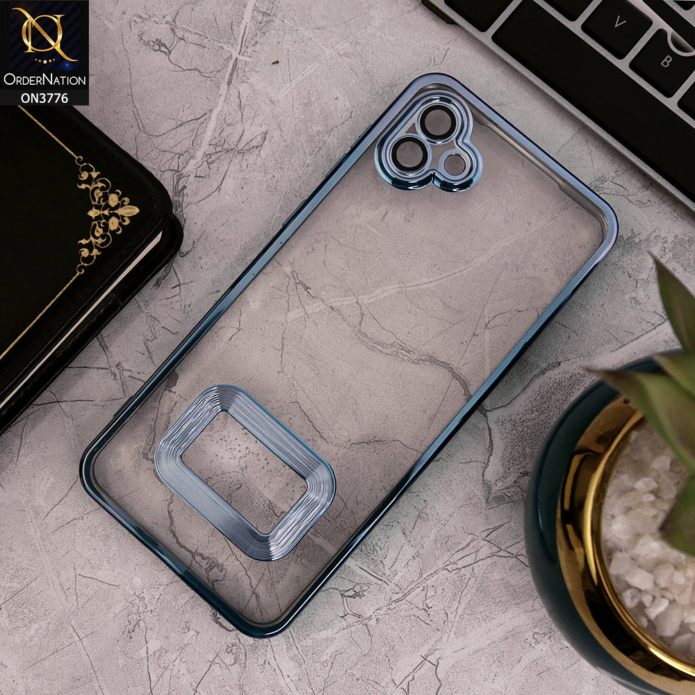 Samsung Galaxy M13 5G - Sierra Blue - Electroplating Borders Logo Hole Camera Lens Protection Soft Silicone Case
