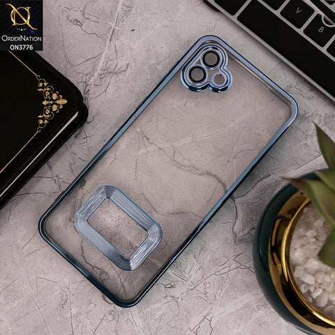 Samsung Galaxy M13 5G - Sierra Blue - Electroplating Borders Logo Hole Camera Lens Protection Soft Silicone Case